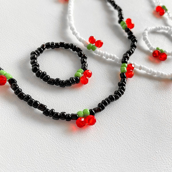 ست گردنبند و انگشتر گیلاسی