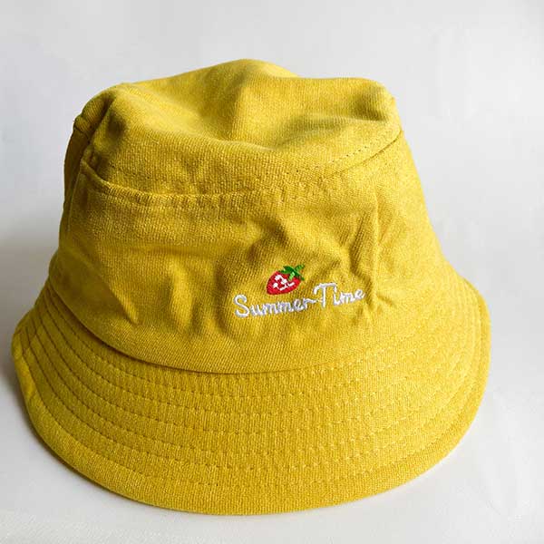 کلاه باکت هت مخمل زرد