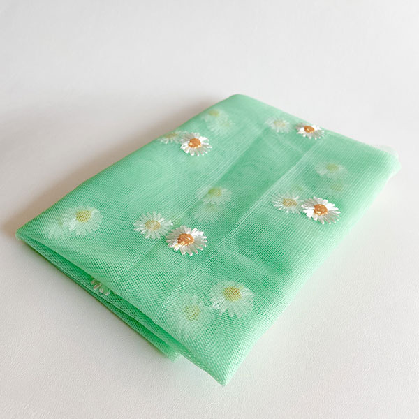 روسری توری بابونه سبز