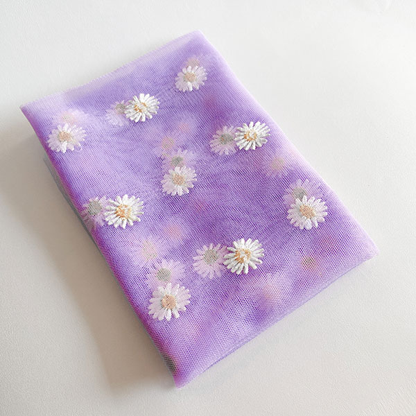 روسری توری بابونه بنفش پاستلی