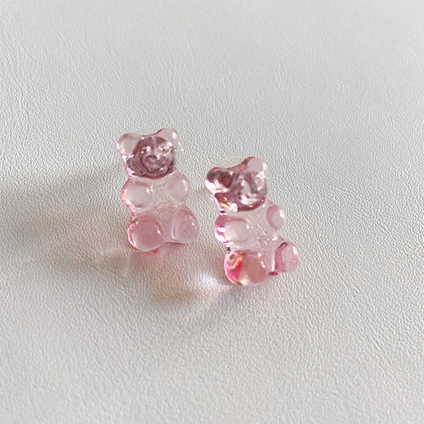 گوشواره پاستیل خرسی صورتی