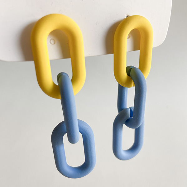 گوشواره زنجیری آبی زرد