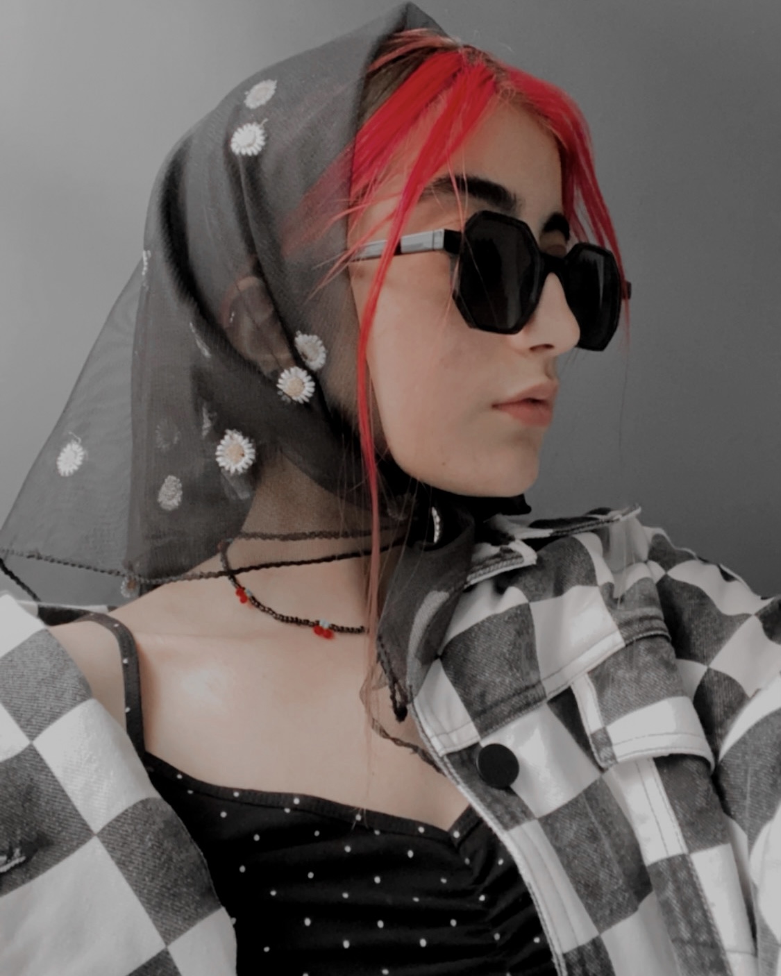 روسری توری بابونه مشکی