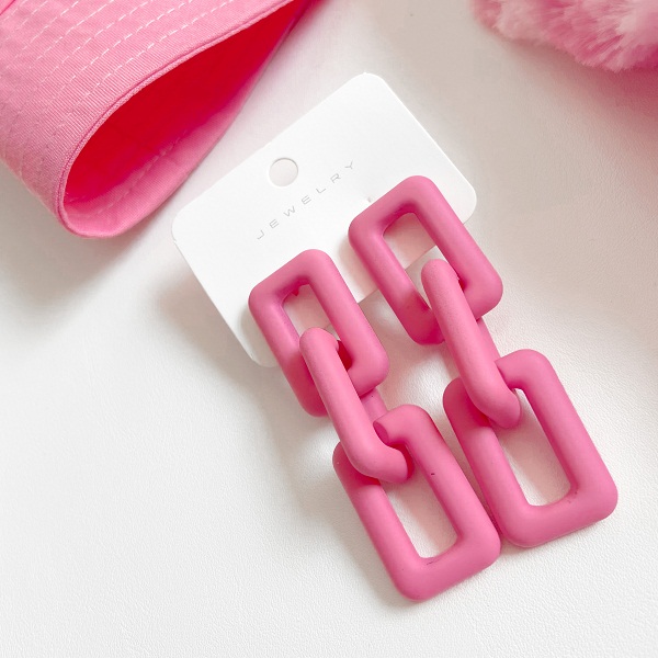 گوشواره زنجیری صورتی