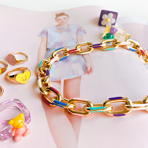 گردنبند زنجیری رنگی