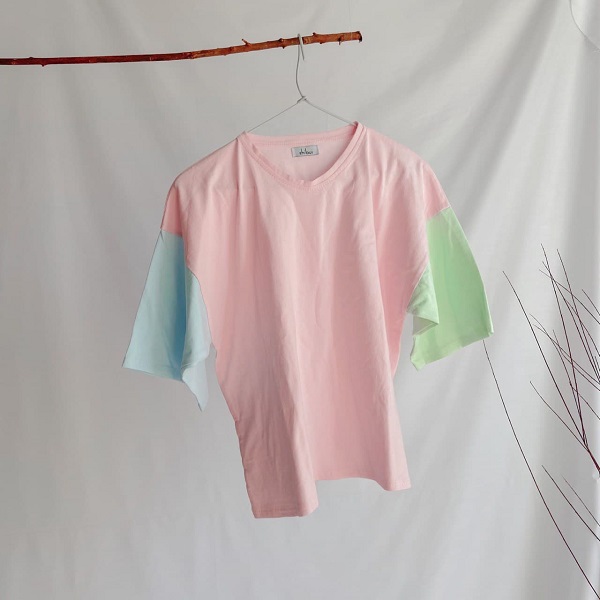 تی شرت سه رنگ صورتی