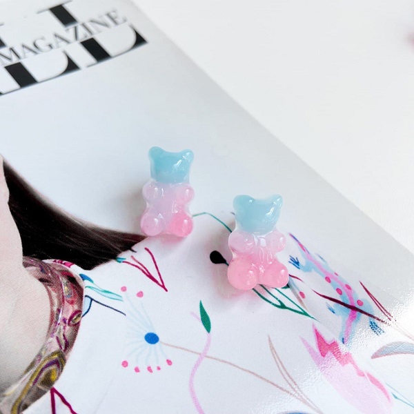 گوشواره پاستیلی آبی صورتی