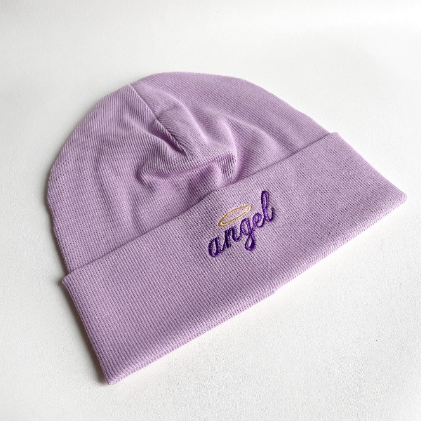 کلاه بینی گلدوزی طرح Angel بنفش