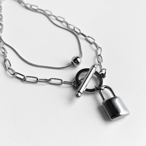 گردنبند دو لاین مدل قفل