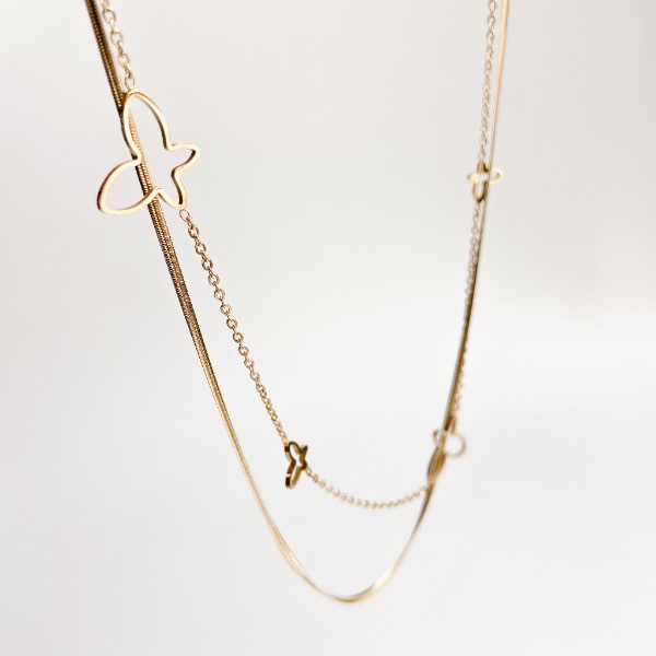 گردنبند دو زنجیر پروانه