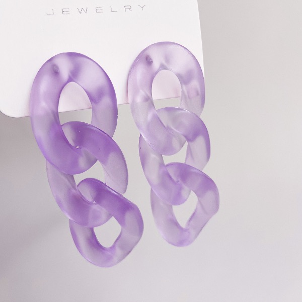 گوشواره زنجیری یاسی شفاف