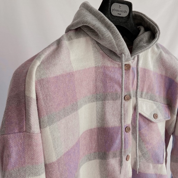 اورشرت چهارخونه کلاه دار بنفش