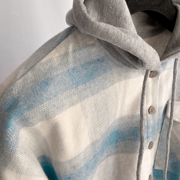 اورشرت چهارخونه کلاه دار آبی