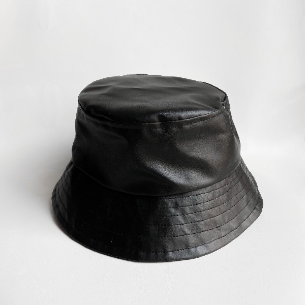 کلاه باکت چرمی مشکی