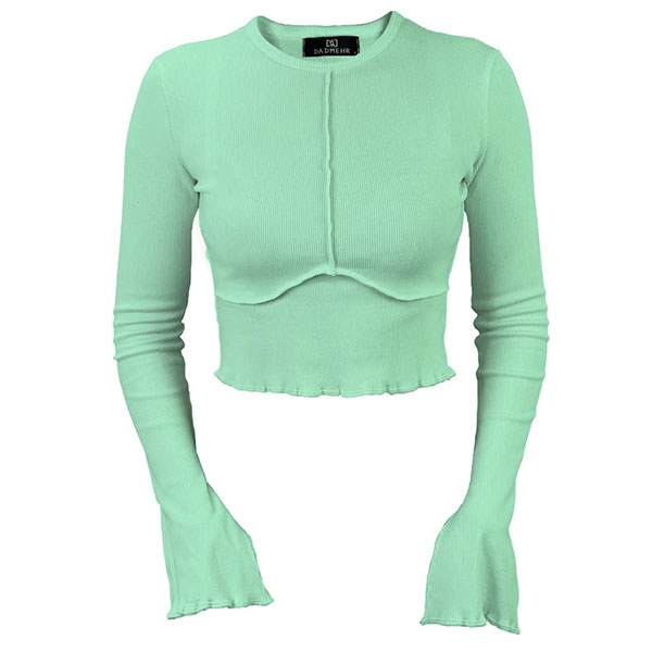 کراپ دالبری زیگزاگ سبز پاستلی