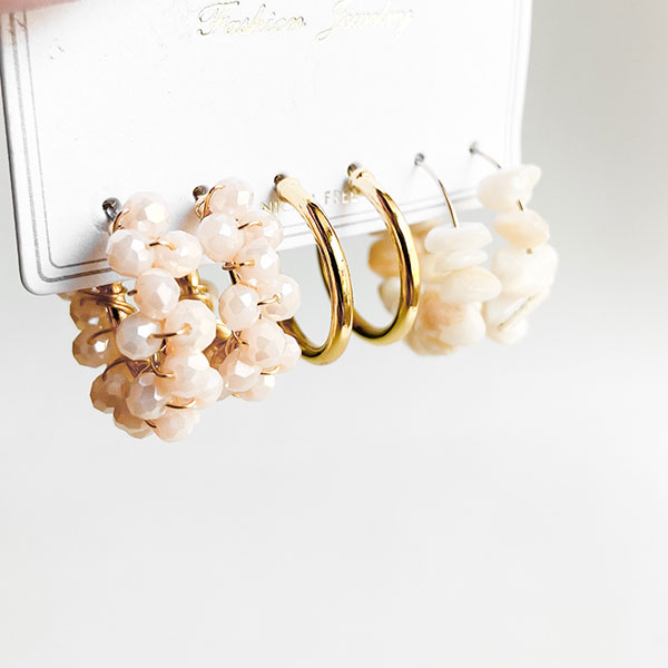 گوشواره پک 3 تایی سنگی