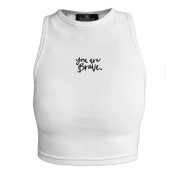 کراپ تاپ حلقه ای you are brave سفید