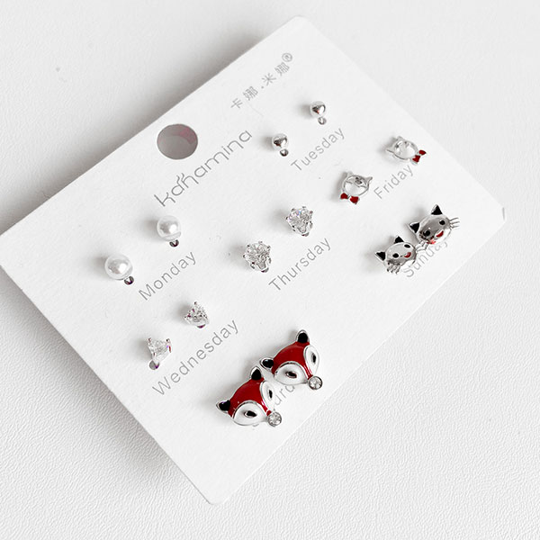 پک گوشواره نقره روباه