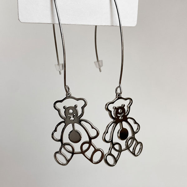 گوشواره تدی نقره ای